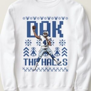 White and Blue Graphic Sweatshirt